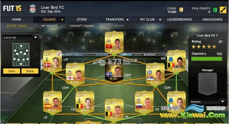 FIFA15UT英超实用阵容推荐