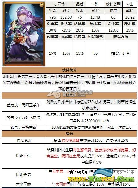 秦时明月2手游少司命技能属性缘分及获得方法介绍