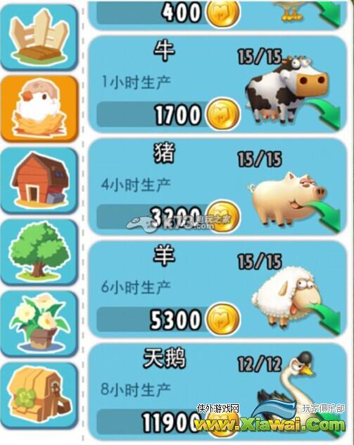 全民农场全果树动物建筑价格大全